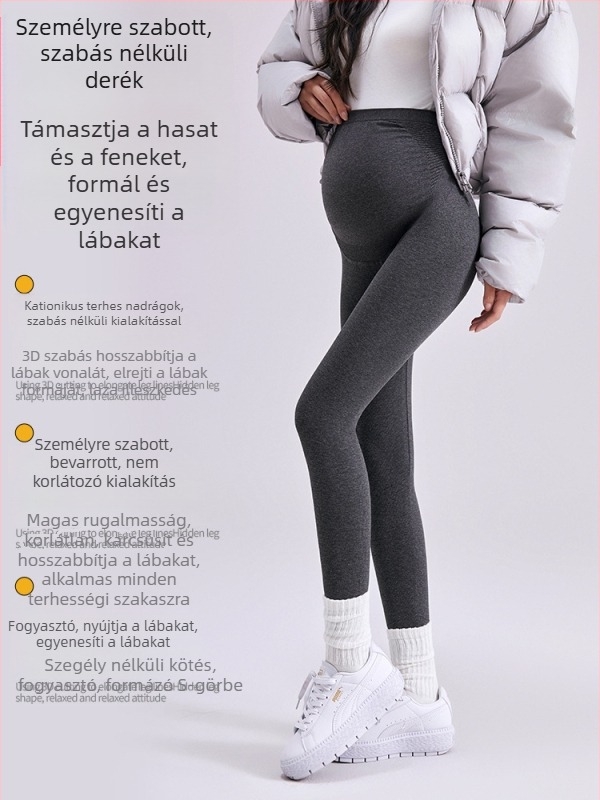Kismama jóganadrág hasi támogatással, magas derék, bevarrat nélküli derék, pamut–viszkóz keverék, közepes vastagság, nagy rugalmasság