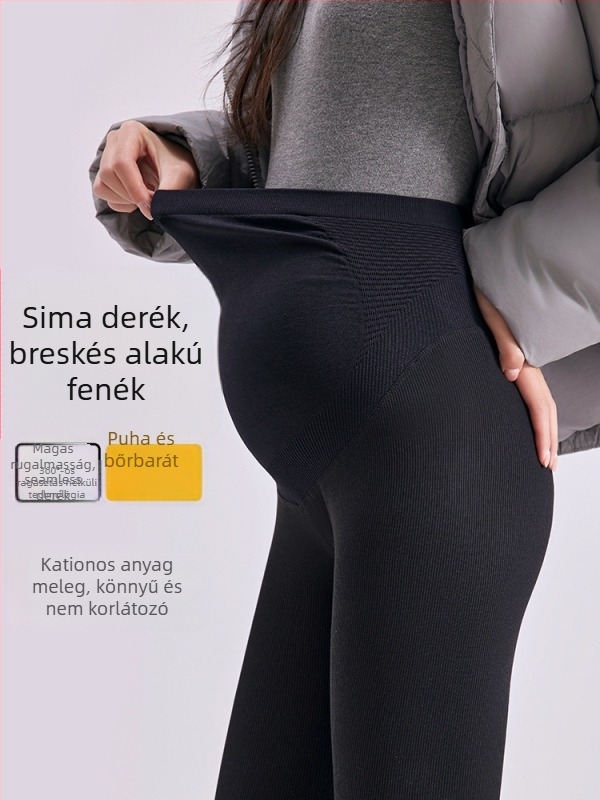 Kismama jóganadrág hasi támogatással, magas derék, bevarrat nélküli derék, pamut–viszkóz keverék, közepes vastagság, nagy rugalmasság