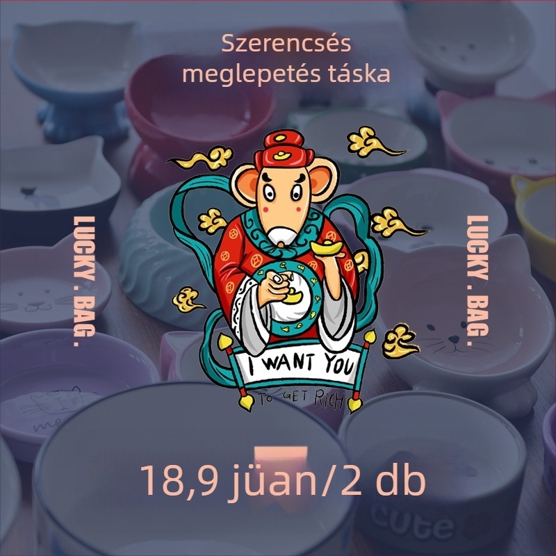 Kerámia etetőtál macska és kistestű kutya számára, dupla tál, anti-tip és csúszásmentes alátét