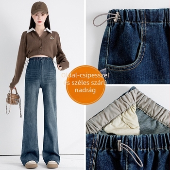 Várandós farmernadrág denim – magas derekú, lazán szabott, hosszú nadrág, terhességi támogatás