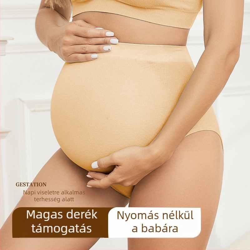 Kismama varrás nélküli alulsónemű, magas derekú, hasi támogatás, légáteresztő nylon anyag (Seamless, Nylon 90-95% main fabric, Cotton crotch lining 95-100%)