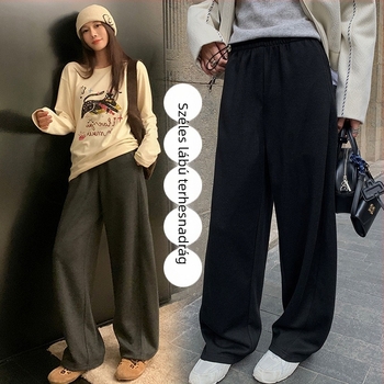 Kismama banán nadrág, lazán szabott, magas derék, vastag poliészter-pamut anyag, meleg téli szezon 2025