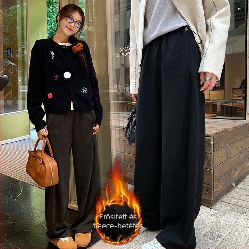 Kismama banán nadrág, lazán szabott, magas derék, vastag poliészter-pamut anyag, meleg téli szezon 2025