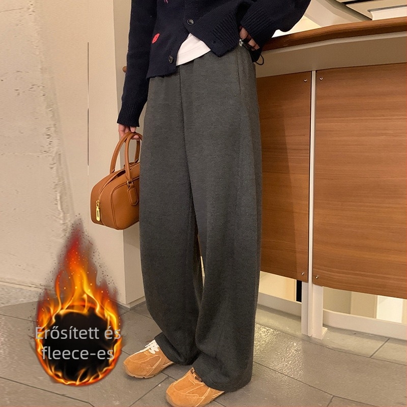 Kismama banán nadrág, lazán szabott, magas derék, vastag poliészter-pamut anyag, meleg téli szezon 2025