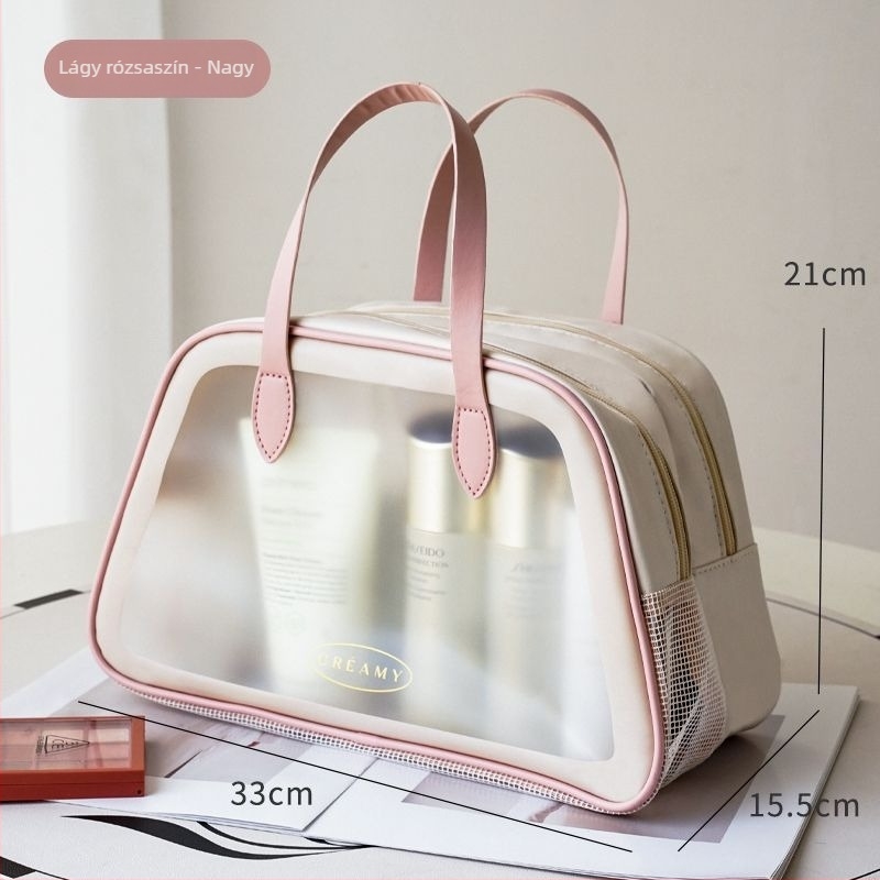 Sminktáska — PU anyag, kézitáska alak, többfunkciós, utazásokhoz, modern-minimalista stílus