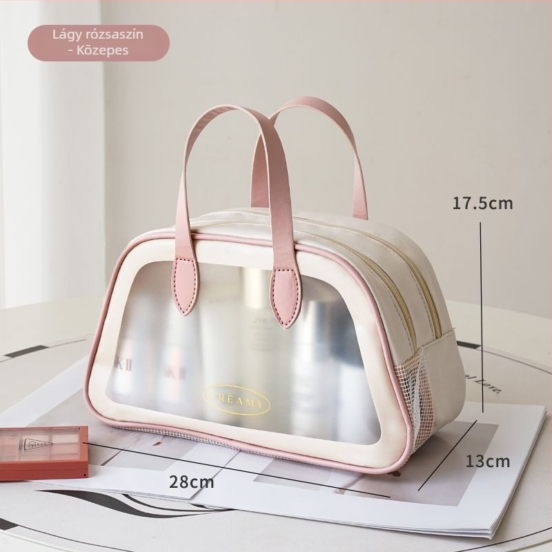 Sminktáska — PU anyag, kézitáska alak, többfunkciós, utazásokhoz, modern-minimalista stílus