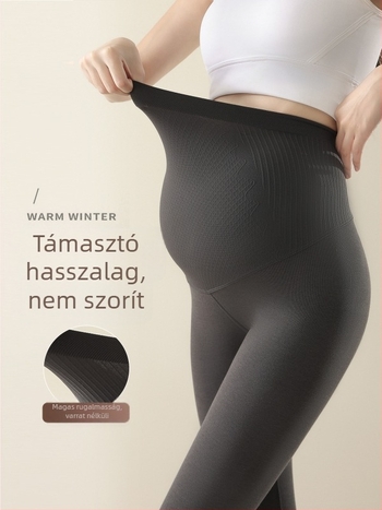 Terhesnadrág karcsú fazon, magas derekú, pamut-elasztán keverék, normál vastagságú, hosszú nadrág