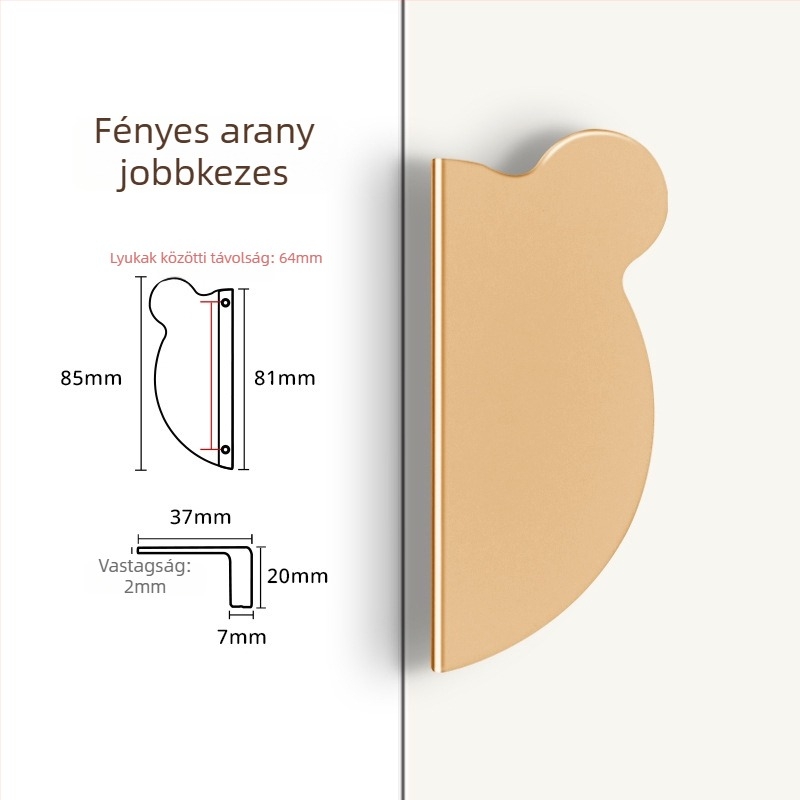 Medvefej kilincs szekrényhez - alumíniumötvözet, Olefo, modell Bear handle, szekrényekhez és fiókokhoz, modern minimalist stílus