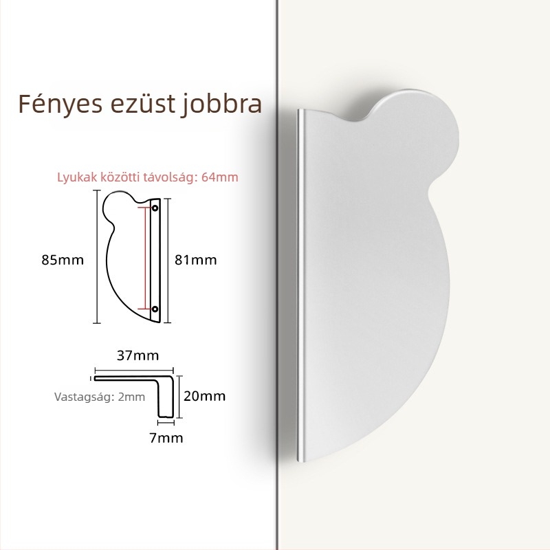 Medvefej kilincs szekrényhez - alumíniumötvözet, Olefo, modell Bear handle, szekrényekhez és fiókokhoz, modern minimalist stílus