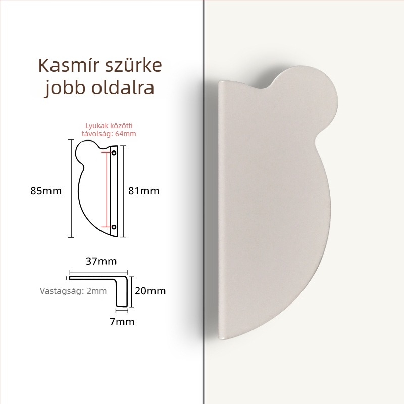 Medvefej kilincs szekrényhez - alumíniumötvözet, Olefo, modell Bear handle, szekrényekhez és fiókokhoz, modern minimalist stílus