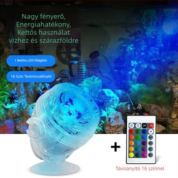 Akvarisztikus LED spotlámpa 1W távirányítóval, színváltó világítással, vízálló éjszakai fény