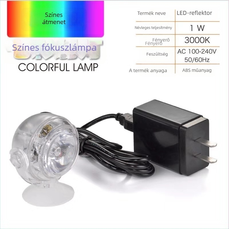 Kisméretű LED akváriumfény, vízálló, távirányítós, színes váltás, energiatakarékos merülő spot az akvárium dekorációjához