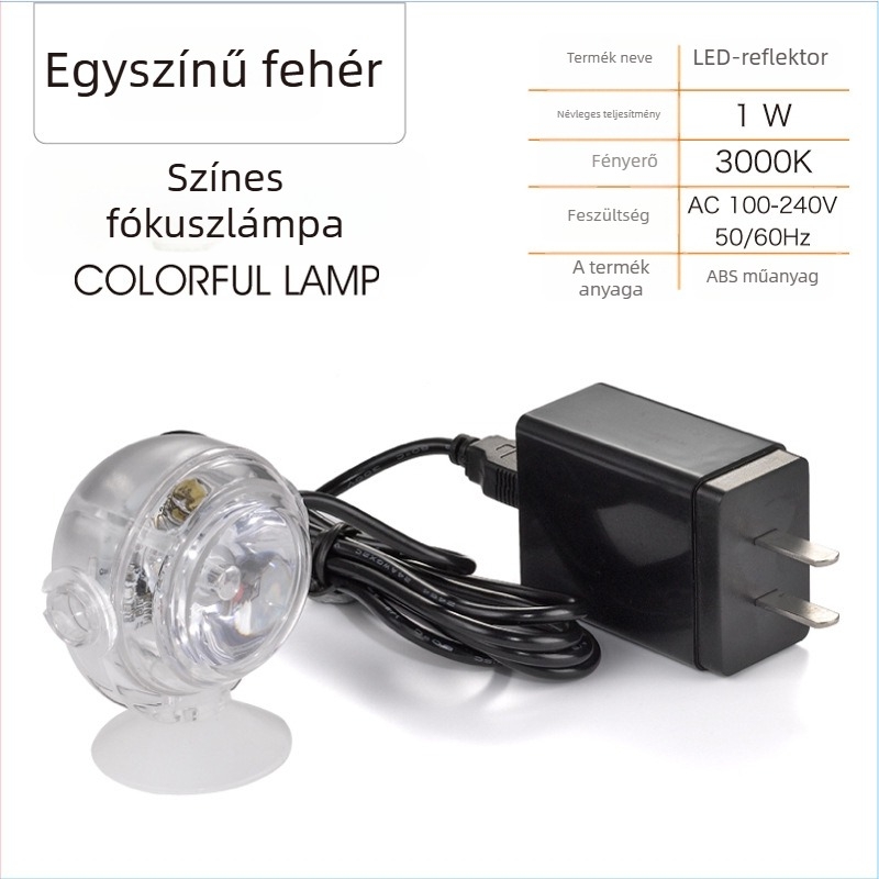 Kisméretű LED akváriumfény, vízálló, távirányítós, színes váltás, energiatakarékos merülő spot az akvárium dekorációjához