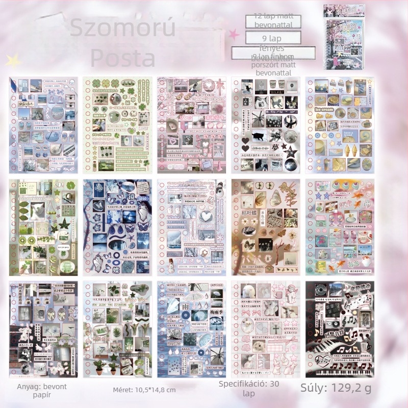 Leisurely matricás könyv bevont papírral, dream-core wind stílus, naplóíráshoz és dekorációhoz telefonházhoz, Guka kollázs, gyártási kód 40124437111