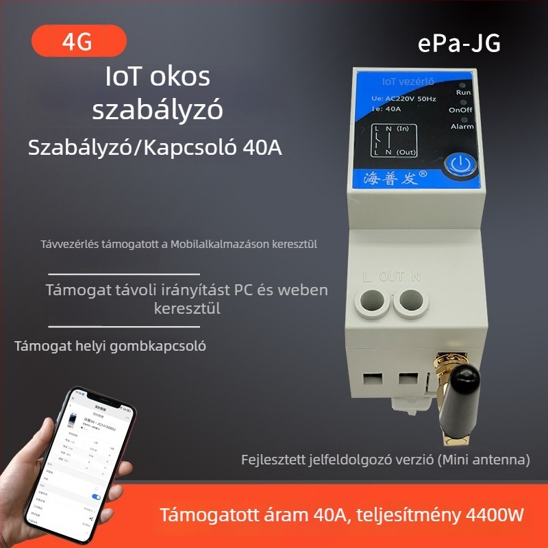 4G IoT digitális kapcsoló időzítővel és megszakítóval – távirányítás mobilról/PC-ről, AC 48–260V, lángálló PC panel, márka Hperfor