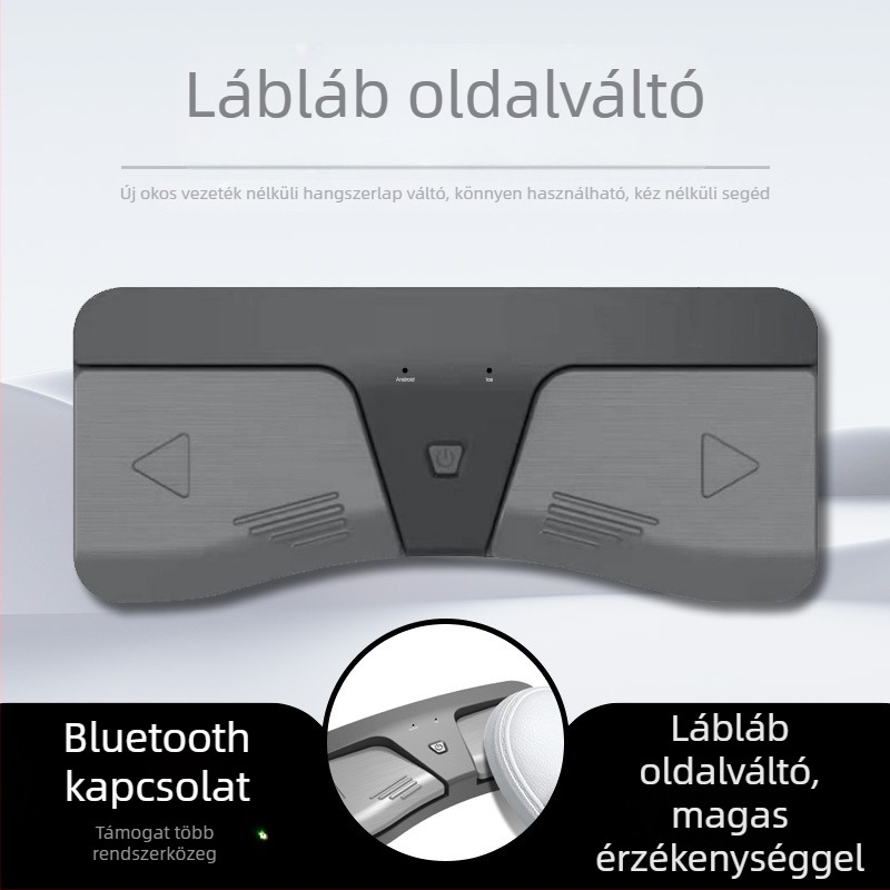 Pedálos oldalfordító zenei kottaoldalakhoz elektronikus billentyűkhöz, ABS merev tok, modell Music translator, csomagolás karton dobozban