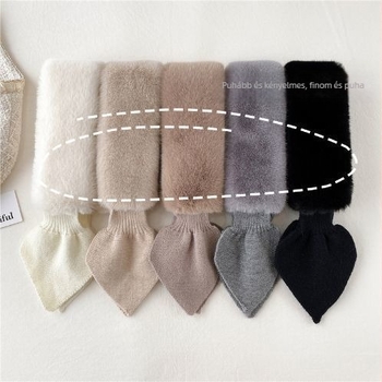 Imitált nyusziszőr gallér sál téli használatra, keresztezett dizájn, egyetemi stílus (Szövésmód: warp knitting; Megőrzi a meleget; Téli szezon; Poliészter rost)
