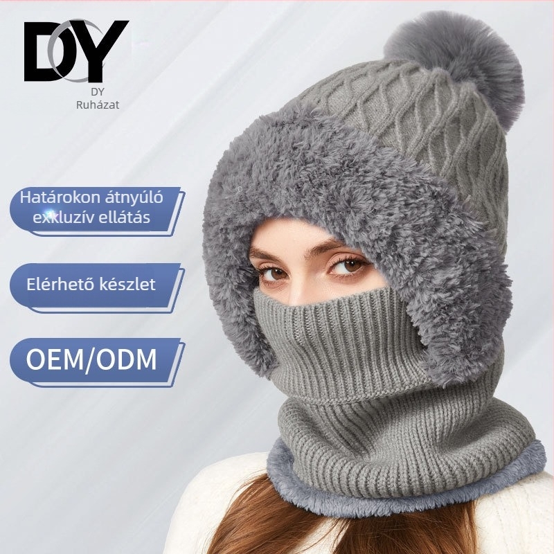 Magas elasztikus kötött sál- és sapka készlet - akril szál; egyszínű; felnőtt nőknek; télen