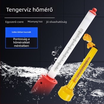 Tengervíz hőmérő műanyag/ rozsdamentes acél testtel és védőburkolattal – úszó hőmérő akvakultúrához, termékkód 150, felső kategória