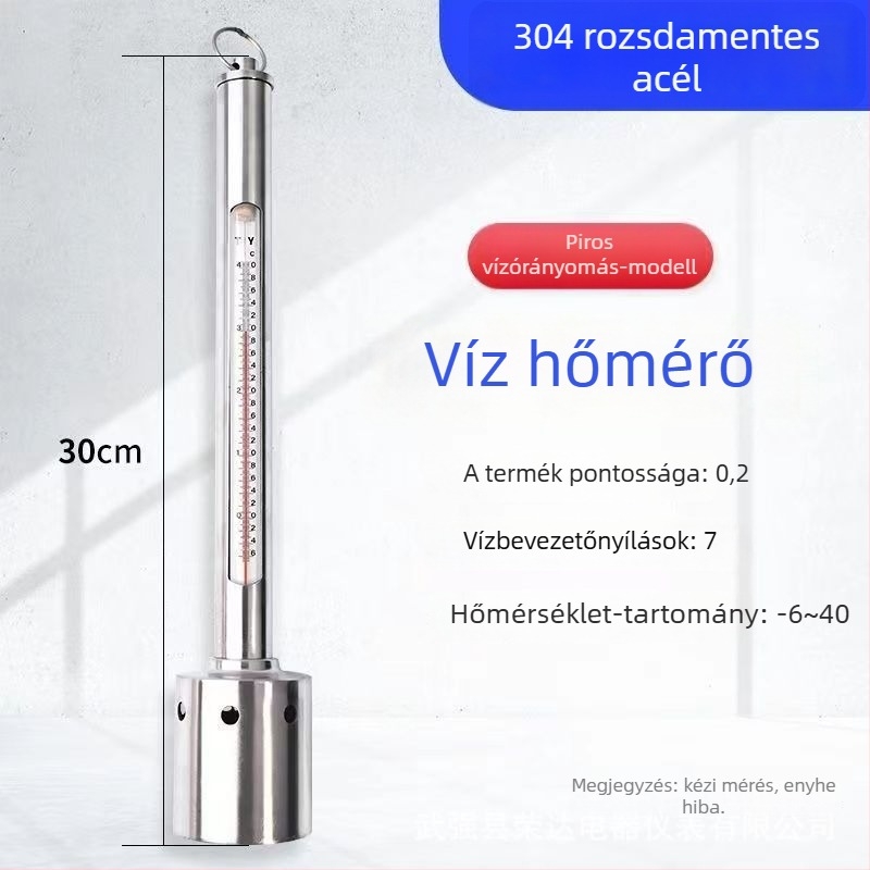 Tengervíz hőmérő műanyag/ rozsdamentes acél testtel és védőburkolattal – úszó hőmérő akvakultúrához, termékkód 150, felső kategória