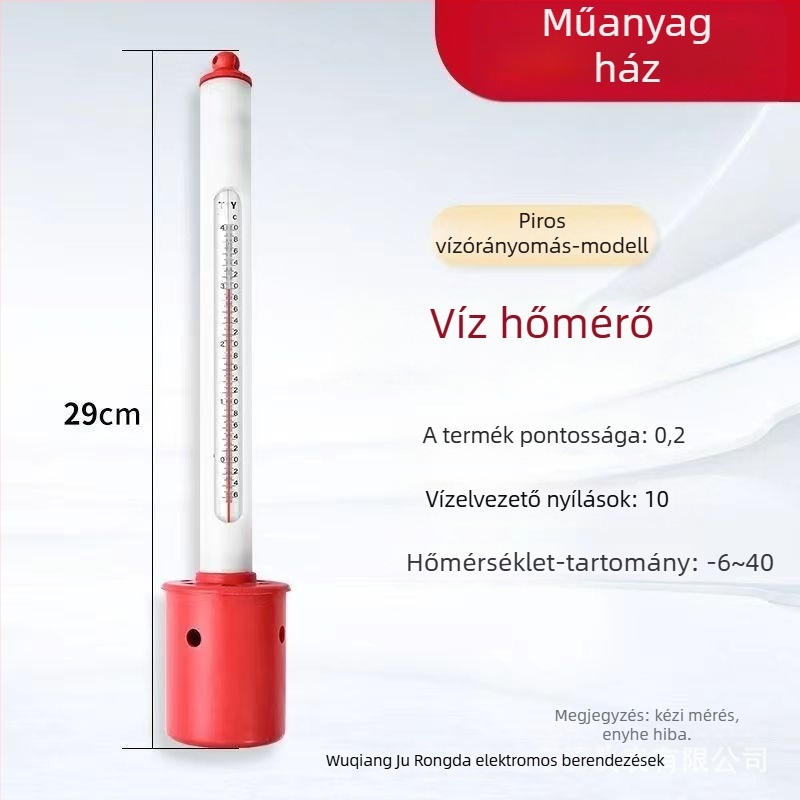 Tengervíz hőmérő műanyag/ rozsdamentes acél testtel és védőburkolattal – úszó hőmérő akvakultúrához, termékkód 150, felső kategória