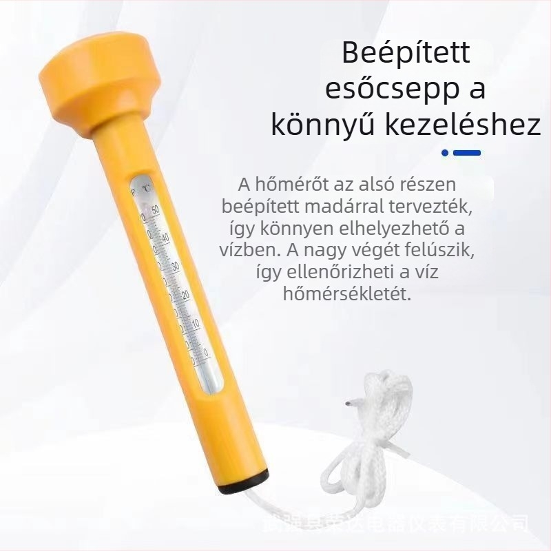 Tengervíz hőmérő műanyag/ rozsdamentes acél testtel és védőburkolattal – úszó hőmérő akvakultúrához, termékkód 150, felső kategória