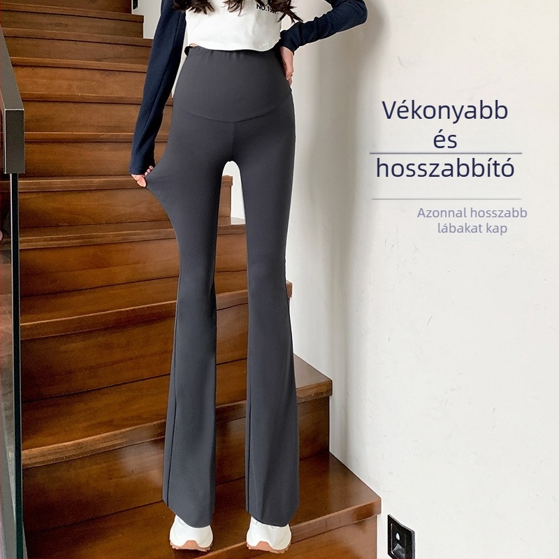 Anyasági Sharkskin trapéznadrág, magas derék a pocak támasztásáért, nejlon-elasztán keverék, vékony és karcsú fazon
