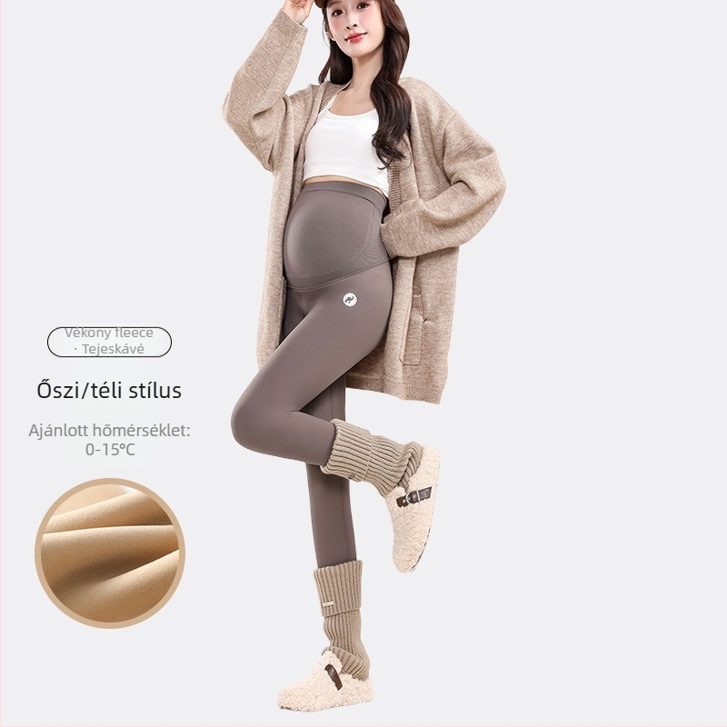 Várandós nők számára tervezett alapnadrág hastámasztással, magas derekú, hosszú, nylon anyagú, minden szezonra