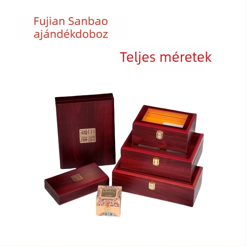 Fából készült üres ajándéktálca tabletták csomagolásához: Pien Tze Huang Angong Niuhuang, modell 013, anyag: fa (fiberboard), kivitelezés: forró dombornyomás ezüsttel, belső bélés: EVA pamut