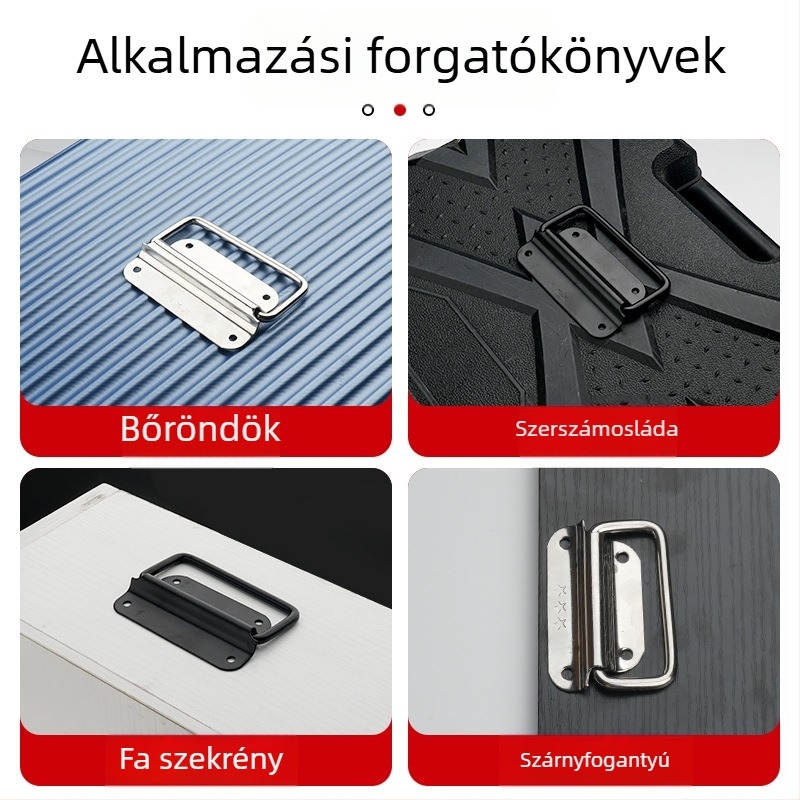 Szerszámtároló doboz fogantyú, ívelt forma, rozsdamentes acélból, öntvény, felületre szerelhető, modern minimalista stílus