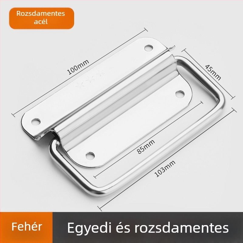Szerszámtároló doboz fogantyú, ívelt forma, rozsdamentes acélból, öntvény, felületre szerelhető, modern minimalista stílus