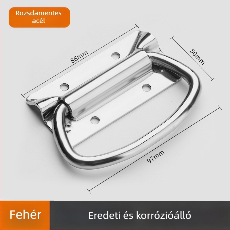 Szerszámtároló doboz fogantyú, ívelt forma, rozsdamentes acélból, öntvény, felületre szerelhető, modern minimalista stílus