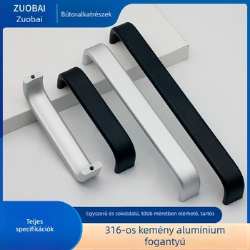 Alumínium ötvözetű bútorfogó, rúd alakú kialakítás, anodizált felület, modell 316, modern minimalista stílus, felületre szerelt