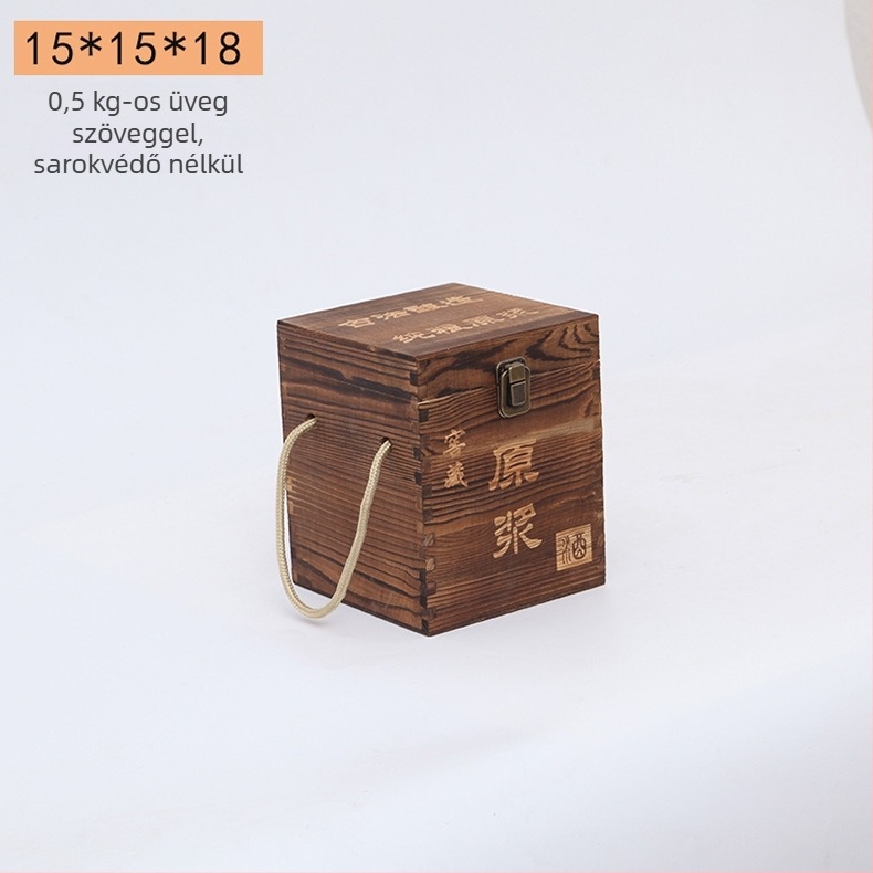 Két üveg boros doboz természetes fából, gravírozott, testre szabható belsővel, modell JXQ509