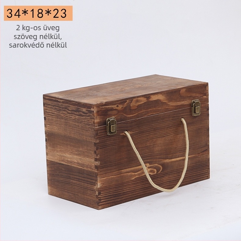 Két üveg boros doboz természetes fából, gravírozott, testre szabható belsővel, modell JXQ509