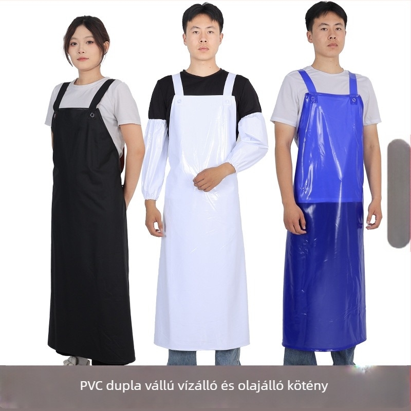 Ujj nélküli PVC kötény, vízálló, egyszínű