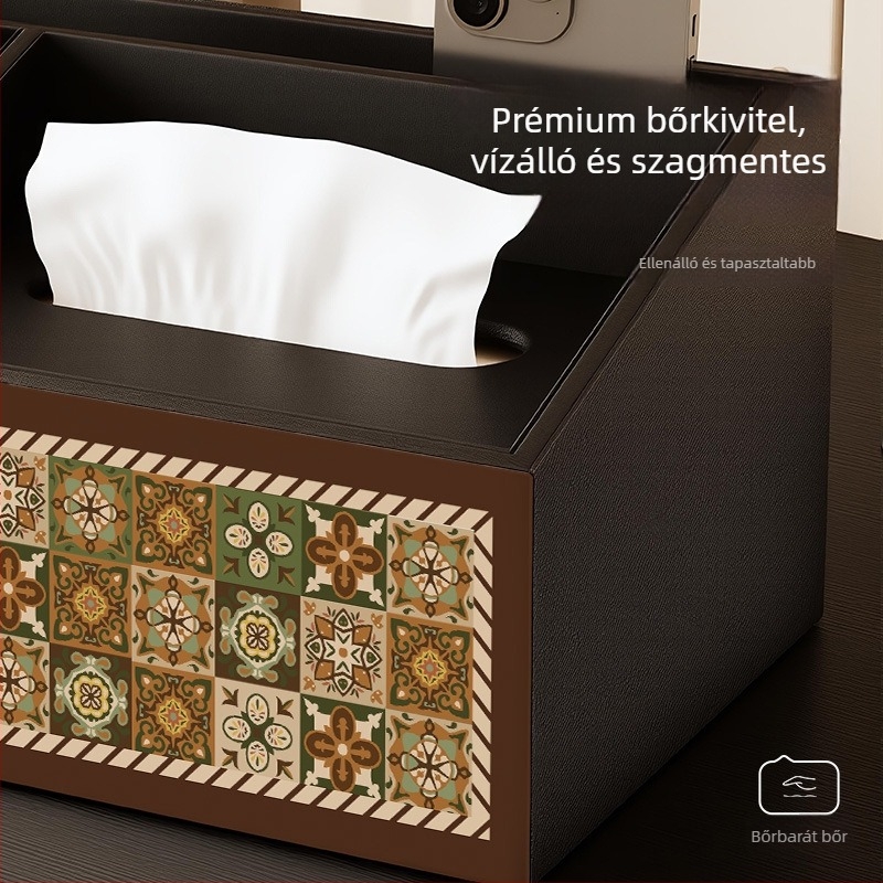 Távirányító tároló doboz fedéllel és rekeszekkel — faanyagból MDF konstrukció, modern minimalista stílus, logó nyomtatás elérhető