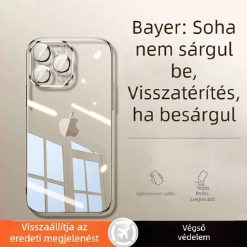 Ultra vékony, átlátszó tok iPhone 14, 13 Pro Max, 15 Plus, 12/11 készülékekhez, kameralencsével