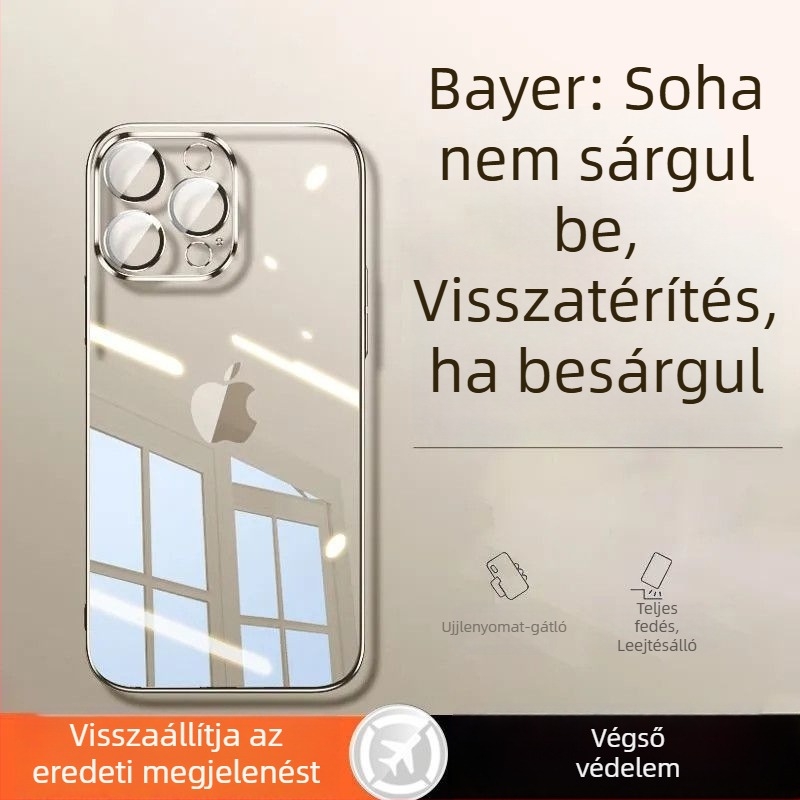Ultra vékony, átlátszó tok iPhone 14, 13 Pro Max, 15 Plus, 12/11 készülékekhez, kameralencsével
