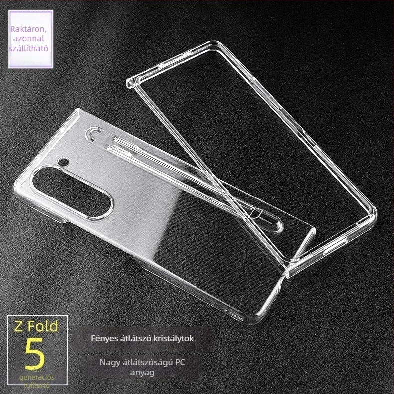 Samsung Galaxy Z Fold7 átlátszó, fényes hajtogatható telefontok tollrekesszel Fold6 és Fold5 védőfedéllel