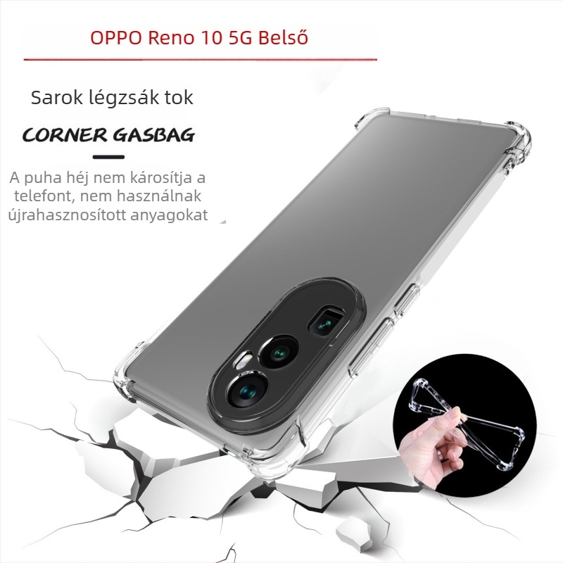 OPPO Reno 10 5G légzsákos átlátszó TPU védőtok Reno 9 Prohoz