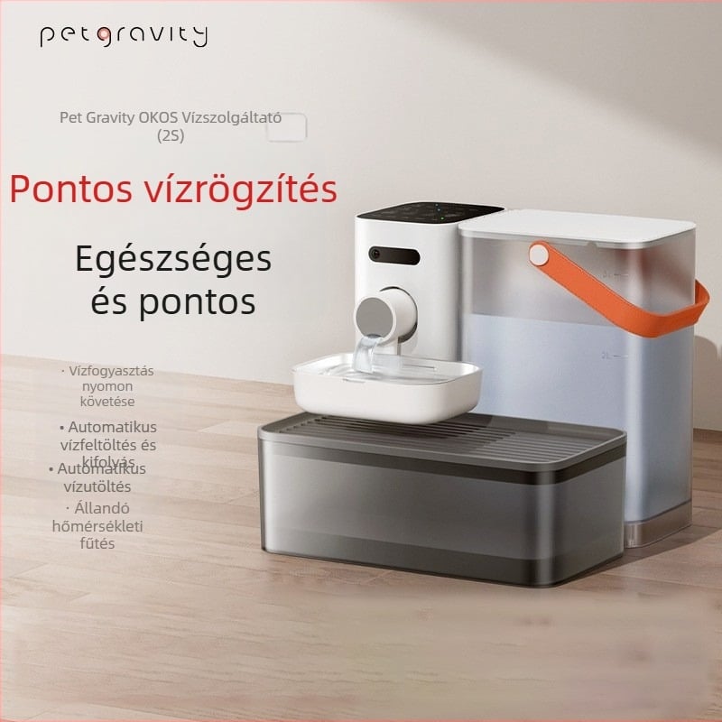 Háziállatvíz adagoló alkalmazásvezérléssel, levehető kivitel, alkalmas kutyák és macskák számára, súly 1,8 kg