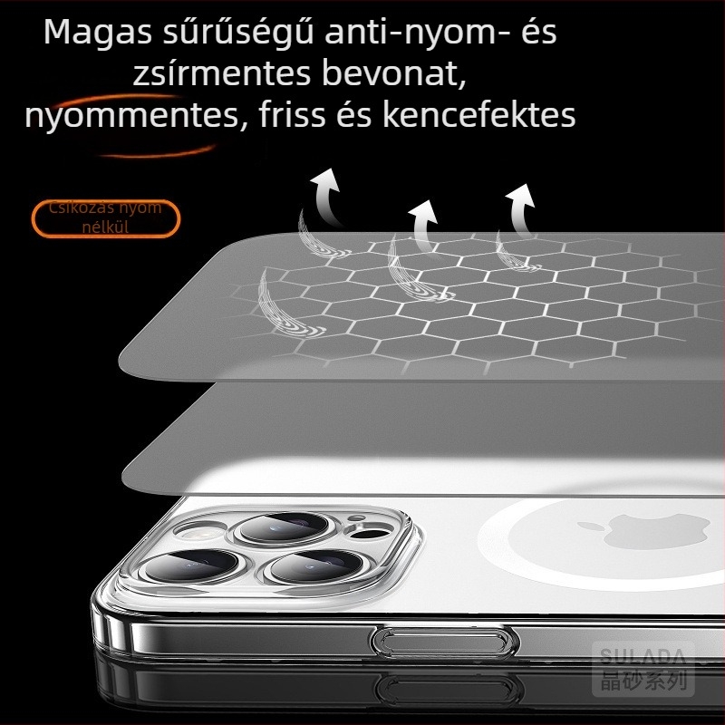 iPhone 14/14 Pro/14 Pro Max eset — matt felület, mágneses rögzítés, ütésálló, hőelvezetés, ujjlenyomat-mentes