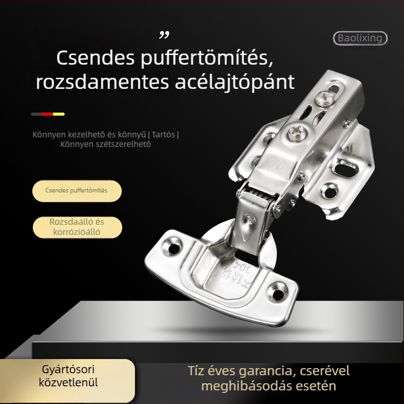 Csiszolt rozsdamentes acél pánt gardrób ajtókhoz csillapító mechanizmmal, 304-es minőség