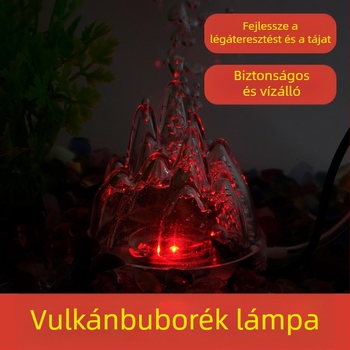Akvaris buboréklámpa vulkáni tájjal, oxigénpumpa, pagoda lámpa, vízálló