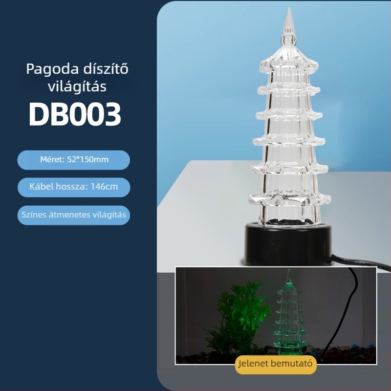 Akvaris buboréklámpa vulkáni tájjal, oxigénpumpa, pagoda lámpa, vízálló