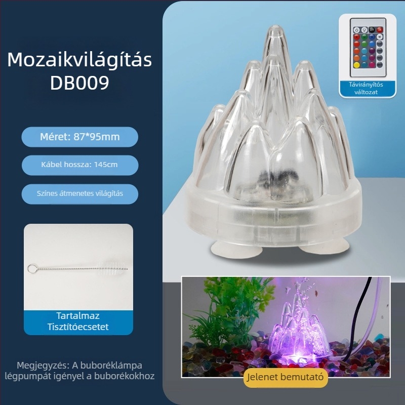 Akvaris buboréklámpa vulkáni tájjal, oxigénpumpa, pagoda lámpa, vízálló