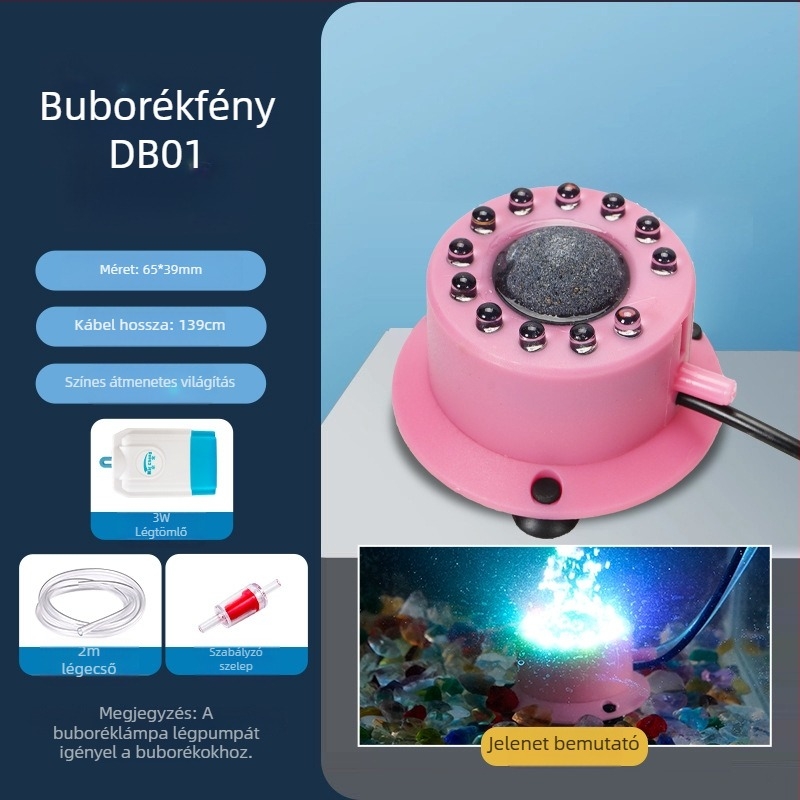 Akvaris buboréklámpa vulkáni tájjal, oxigénpumpa, pagoda lámpa, vízálló
