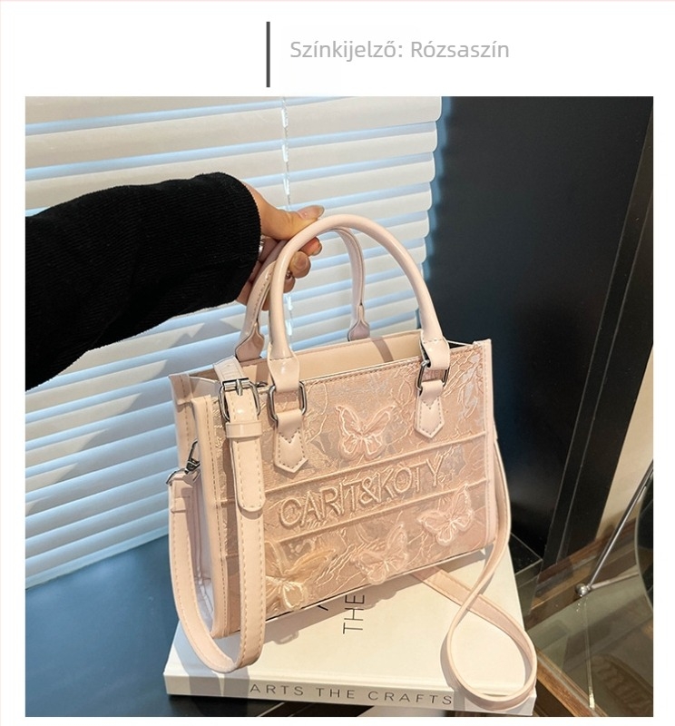 PU kézitáska hímzett, könnyű luxus, városi stílus, horizontális négyszög alakú forma, nylon bélés, cipzáras nyitás, belső cipzáras zseb, egy vállpánt, tavasz 2025