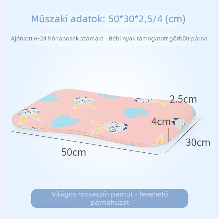 Gyermekeknek készült természetes latex párna — 100% pamut huzat, űrlény alakú, latex tartalom 90%+